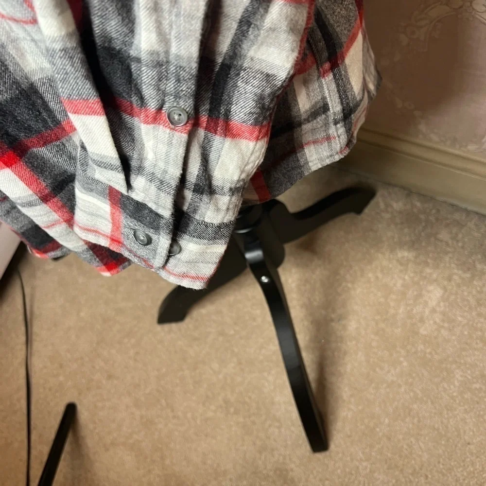 Lands' End Red & Gray Plaid Flannel Shirt Size S - Picture 5 of 5